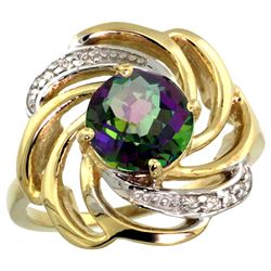 Natural 2.25 ctw mystic-topaz & Diamond Engagement Ring 14K Yellow Gold - REF-57K8R