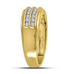 0.25 CTW Mens Diamond 2-row Wedding Anniversary Ring 10KT Yellow Gold - REF-26Y9X