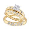 Image 1 : 0.13 CTW His & Hers Diamond Cluster Matching Bridal Ring 10KT Yellow Gold - REF-26Y3X