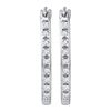 Image 1 : 0.12 CTW Diamond Single Row Hoop Earrings 10KT White Gold - REF-18W2K