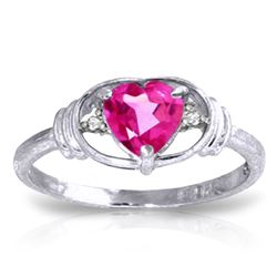 Genuine 0.96 ctw Pink Topaz & Diamond Ring Jewelry 14KT White Gold - REF-40X5M