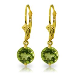 Genuine 3.1 ctw Peridot Earrings Jewelry 14KT Yellow Gold - REF-34N5R