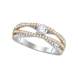 0.75 CTW Diamond 2-tone Bridal Wedding Engagement Ring 14KT White Gold - REF-89Y9X