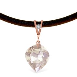 Genuine 12.81 ctw White Topaz & Diamond Necklace Jewelry 14KT Rose Gold - REF-45F2Z