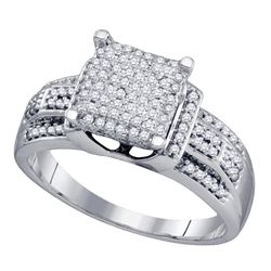 0.40 CTW Diamond Square Cluster Bridal Engagement Ring 10KT White Gold - REF-41N3F