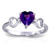 Genuine 0.96 ctw Amethyst & Diamond Ring Jewelry 14KT White Gold - REF-41K4V