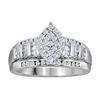 0.53 CTW Diamond Oval Cluster Bridal Engagement Ring 10KT White Gold - REF-41F9N
