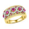 0.10 CTW Created Pink Sapphire Diamond Roped Ring 10KT Yellow Gold - REF-37K5W