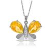 Genuine 7.1 ctw Citrine & Diamond Necklace Jewelry 14KT White Gold - REF-126R5P