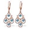 Genuine 2.4 ctw Blue Topaz Earrings Jewelry 14KT Rose Gold - REF-54K9V
