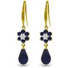 Genuine 7.61 ctw Sapphire & Diamond Earrings Jewelry 14KT Yellow Gold - REF-49R8P