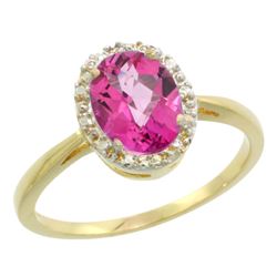 Natural 1.22 ctw Pink-topaz & Diamond Engagement Ring 14K Yellow Gold - REF-27G2M