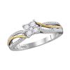 Image 1 : 0.26 CTW Diamond Cluster Promise Bridal Ring 10KT Two-tone Gold - REF-30Y2X