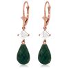 Genuine 18.6 ctw Green Sapphire Corundum & White Topaz Earrings Jewelry 14KT Rose Gold - REF-46H7X