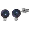Genuine 4.1 ctw Black Pearl & Diamond Earrings Jewelry 14KT White Gold - REF-21T6A