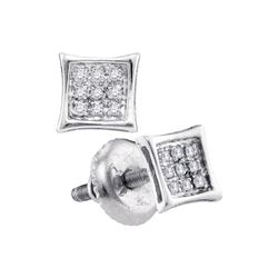 0.05 CTW Diamond Square Kite Cluster Stud Earrings 10KT White Gold - REF-4K5W