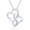 Image 1 : 0.03 CTW Diamond Double Linked Joined Heart Pendant 10KT White Gold - REF-10M5H