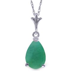 Genuine 1 ctw Emerald Necklace Jewelry 14KT White Gold - REF-24R5P