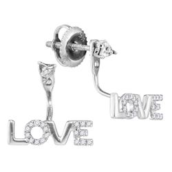 0.10 CTW Diamond Love Stud Jacket Earrings 10KT White Gold - REF-12H2M