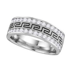 0.75 CTW Mens Diamond Grecco Wedding Anniversary Ring 14k White Gold - REF-89K9W