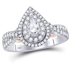 1.01 CTW Pear Diamond Bridal Wedding Engagement Ring 14KT White Gold - REF-164N9F