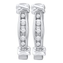 0.06 CTW Diamond Single Row Hoop Earrings 10KT White Gold - REF-16F4N