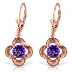 Genuine 1.10 ctw Amethyst Earrings Jewelry 14KT Rose Gold - REF-37M7T