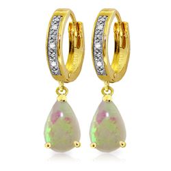 Genuine 1.58 ctw Opal & Diamond Earrings Jewelry 14KT Yellow Gold - REF-60H3X