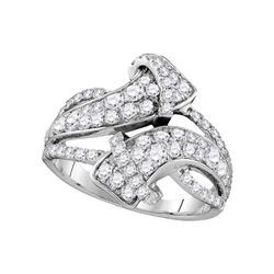 1.5 CTW Pave-set Diamond Bypass Strand Ring 14KT White Gold - REF-134N9F