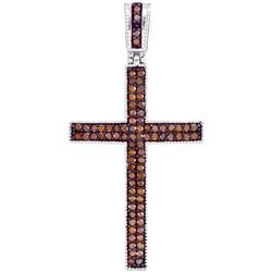 0.25 CTW Red Color Diamond Cross Pendant 10KT Rose Gold - REF-26X9Y