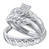 Image 1 : 0.09 CTW His & Hers Diamond Cluster Matching Bridal Ring 10KT White Gold - REF-26M3H