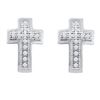 Image 1 : 0.10 CTW Diamond Small Cross Screwback Earrings 10KT White Gold - REF-12F2N