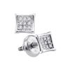 Image 1 : 0.05 CTW Diamond Square Kite Cluster Stud Earrings 14KT White Gold - REF-7N4F
