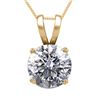 14K Yellow Gold 0.77 ct Natural Diamond Solitaire Necklace - REF-185M6K-WJ13315