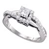 0.50 CTW Princess Diamond Princess Bridal Engagement Ring 14KT White Gold - REF-75M2H