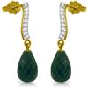 Genuine 6.88 ctw Green Sapphire Corundum & Diamond Earrings Jewelry 14KT Yellow Gold - REF-47Y3F