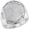0.47 CTW Mens Diamond Hexagon Cluster Ring 10KT White Gold - REF-75K2W