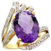 Natural 5.76 ctw amethyst & Diamond Engagement Ring 14K Yellow Gold - REF-92M7H