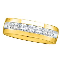 0.25 CTW Mens Channel-set Diamond Wedding Anniversary Ring 14KT Yellow Gold - REF-67W4K