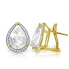 Genuine 11.22 ctw White Topaz & Diamond Earrings Jewelry 14KT Yellow Gold - REF-123M4T