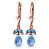 Image 1 : Genuine 3.4 ctw Blue Topaz Earrings Jewelry 14KT Rose Gold - REF-26F6Z