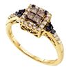 Image 1 : 0.50 CTW Princess Cognac-brown Color Diamond Cluster Ring 14KT Yellow Gold - REF-41F9N