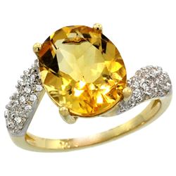 Natural 6.45 ctw citrine & Diamond Engagement Ring 14K Yellow Gold - REF-54V3F