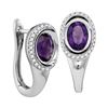 Image 1 : 1.49 CTW Oval Natural Amethyst Diamond Hoop Earrings 14KT White Gold - REF-88F5N