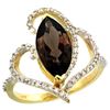 Natural 3.33 ctw Smoky-topaz & Diamond Engagement Ring 14K Yellow Gold - REF-77W5K