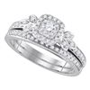 0.50 CTW Diamond Floral Halo Bridal Engagement Ring 14KT White Gold - REF-64K4W
