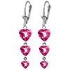 Genuine 6 ctw Pink Topaz Earrings Jewelry 14KT White Gold - REF-68N4R