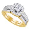 1 CTW Princess Diamond Bridal Engagement Ring 14KT Yellow Gold - REF-119F9N