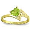 Genuine 0.60 ctw Peridot Ring Jewelry 14KT Yellow Gold - REF-35P9H