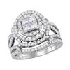 1.59 CTW Princess Diamond Bridal Engagement Ring 14KT White Gold - REF-169F4N